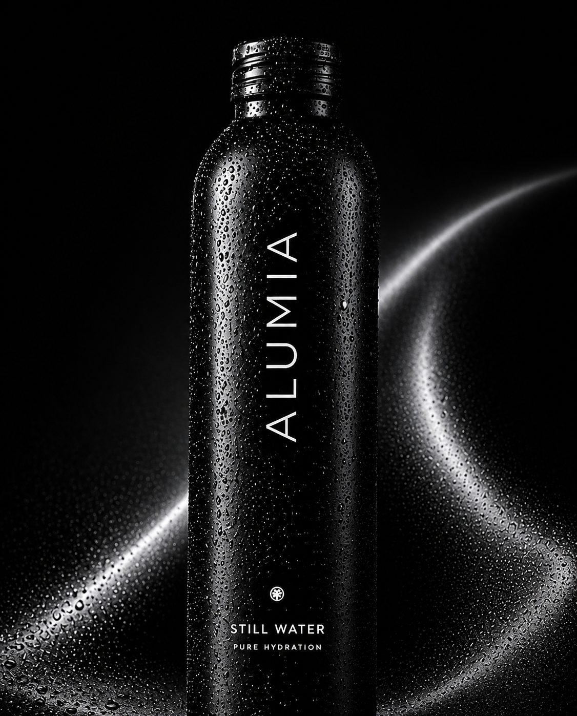 Alumia black bottle with condensation