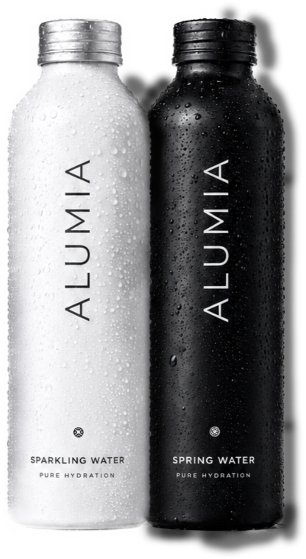 Alumia white bottle with water condensation