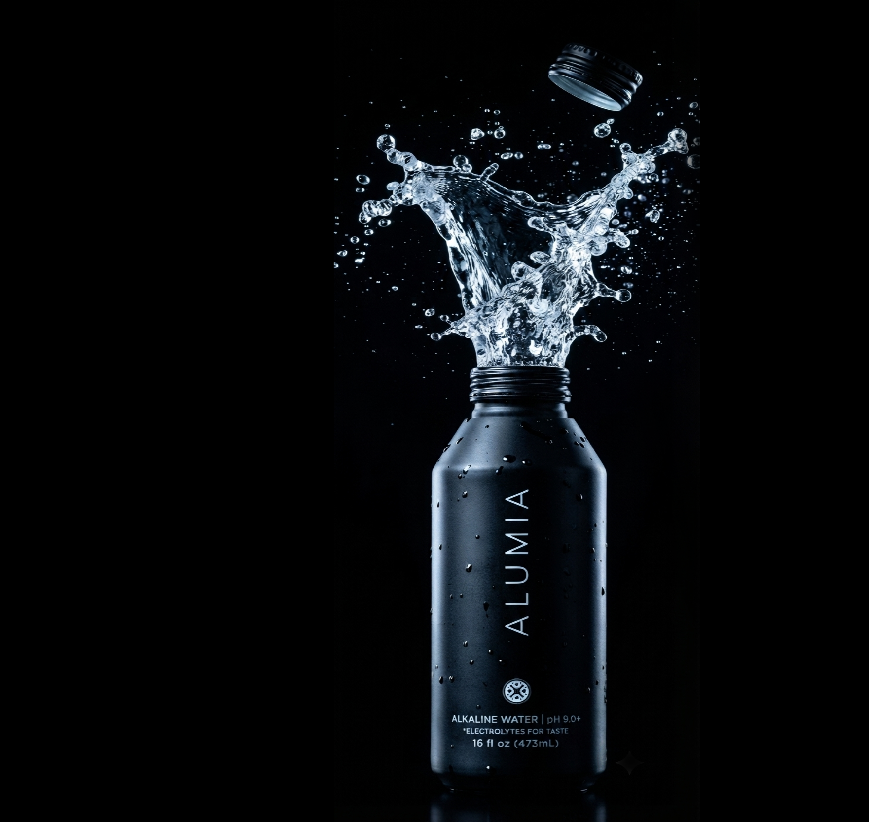 Alumia black bottle with condensation
